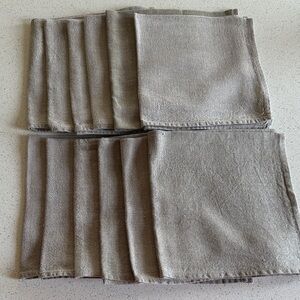 Set of 12 Taupe 100% Linen Napkins - 16” Square